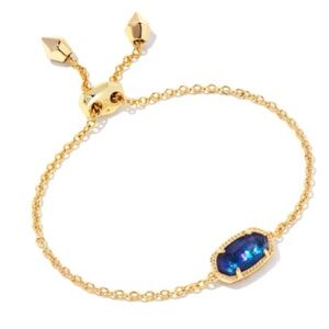 Kendra Scott Elaina Gold Adjustable Chain Bracelet In Navy Abalone NEVER WORN